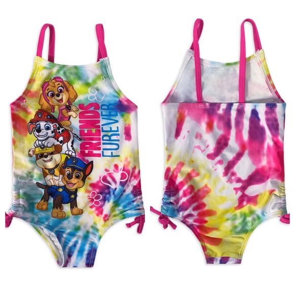 NWT Paw Patrol Baby Toddler Girl's Summer Colorful One-Piece Swimsuit Size 12M - Picture 1 of 3